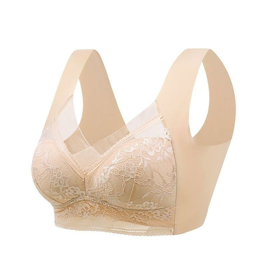 BreviBra Lace Wireless Fixed Cup Push Up O Cup Bra – 3/4 Cup Seamless Plus Size (L–6L)