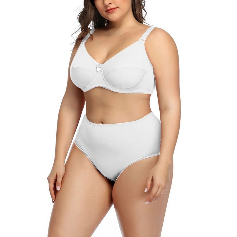BreviBra Comfortable Breathable Large Cup Glossy O Cup Bra Set – Full Cup Ultra-Thin Mold, Plus-Size Underwear with Matching Panties (S–5XL)