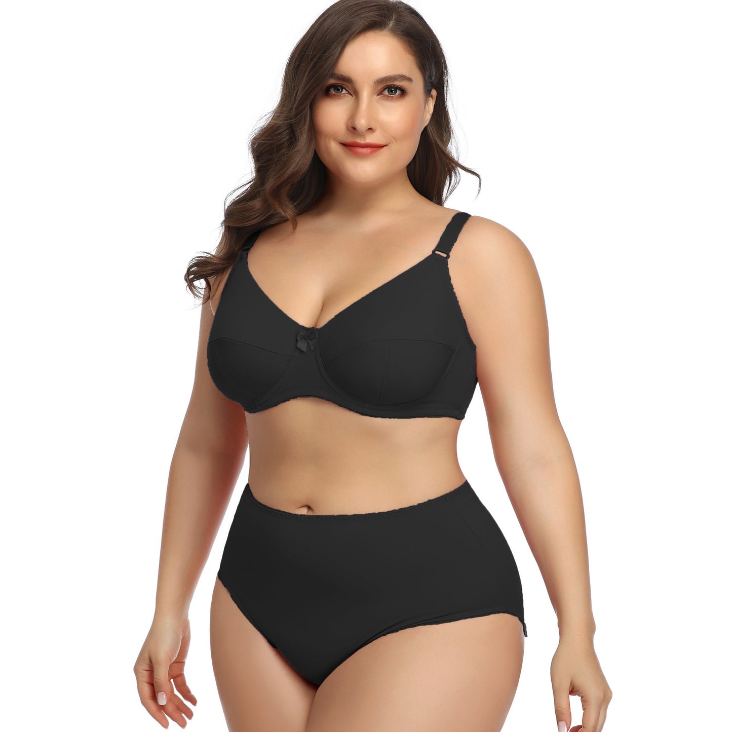 BreviBra Comfortable Breathable Large Cup Glossy O Cup Bra Set – Full Cup Ultra-Thin Mold, Plus-Size Underwear with Matching Panties (S–5XL)