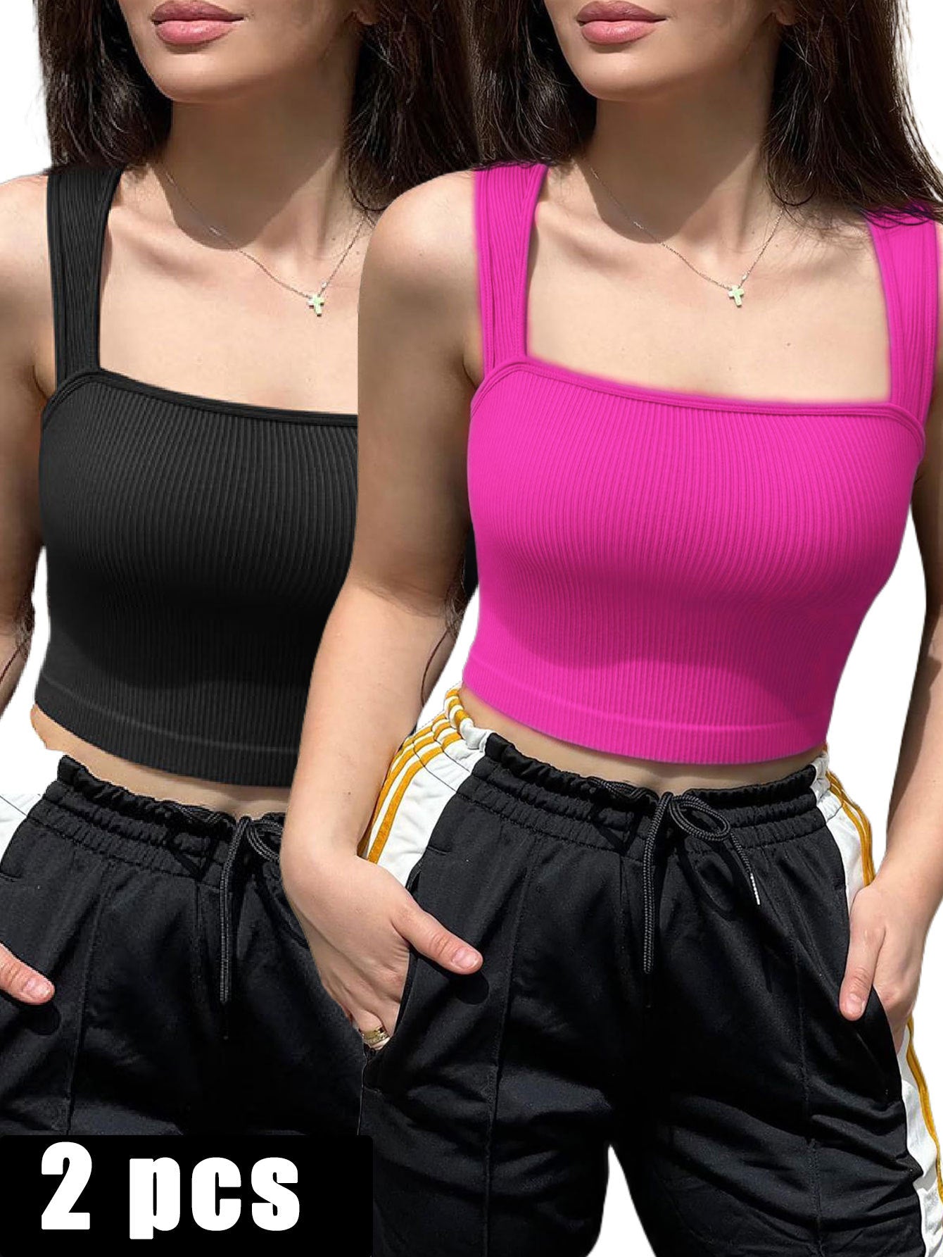 BreviBra 2-Piece Sports Bra Set – Athletic Running, Workout, and Yoga Bra (High Support, Seamless Pullover Style)