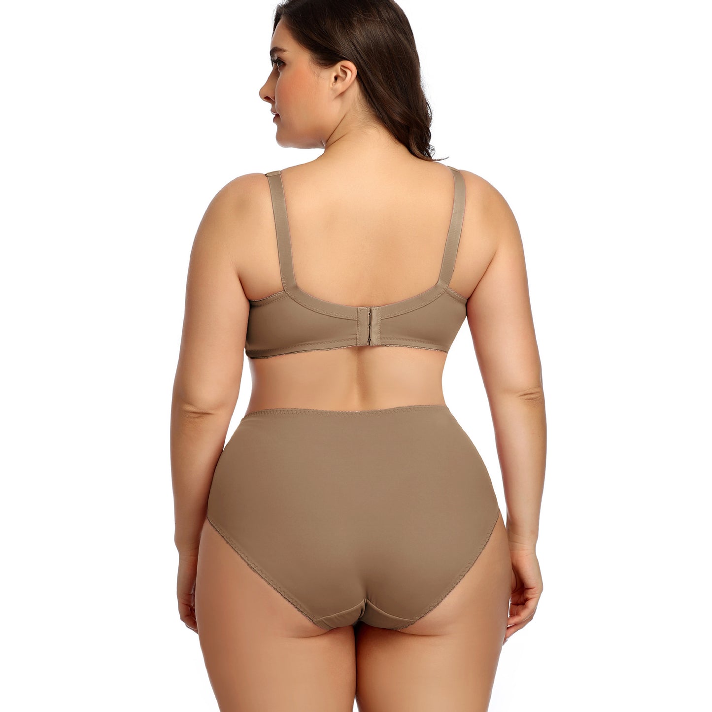 BreviBra Comfortable Breathable Large Cup Glossy O Cup Bra Set – Full Cup Ultra-Thin Mold, Plus-Size Underwear with Matching Panties (S–5XL)