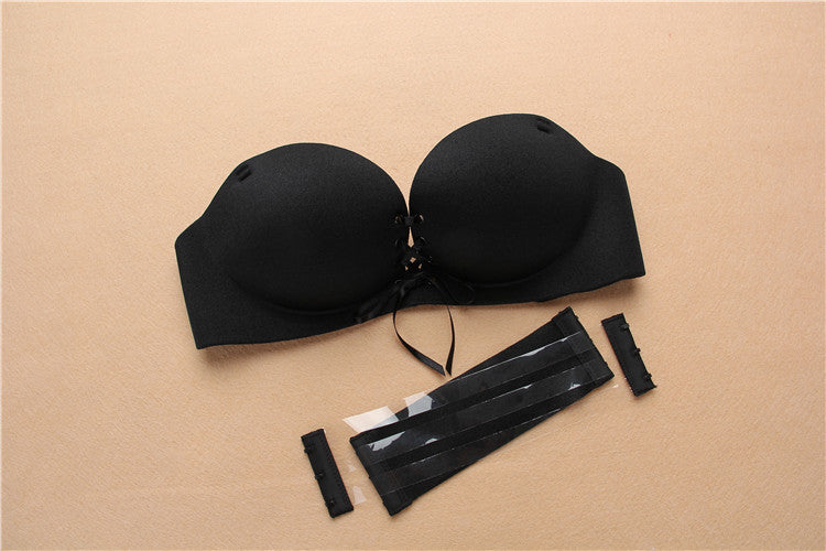 BreviBra Strapless Underwire Gather Bra – One-Piece Invisible Push-Up, Thin Mold Cup, Side Buckle Closure