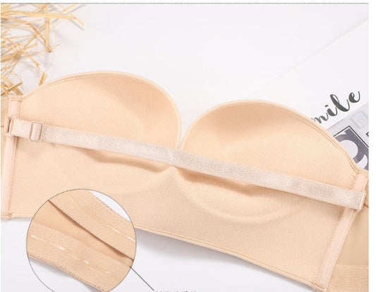 BreviBra Anti-Glare One-Piece Strapless Bra – Seamless Look, Push-Up Support, Rear Closure