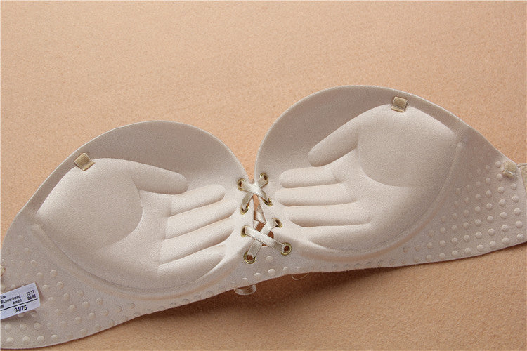 BreviBra Strapless Underwire Gather Bra – One-Piece Invisible Push-Up, Thin Mold Cup, Side Buckle Closure