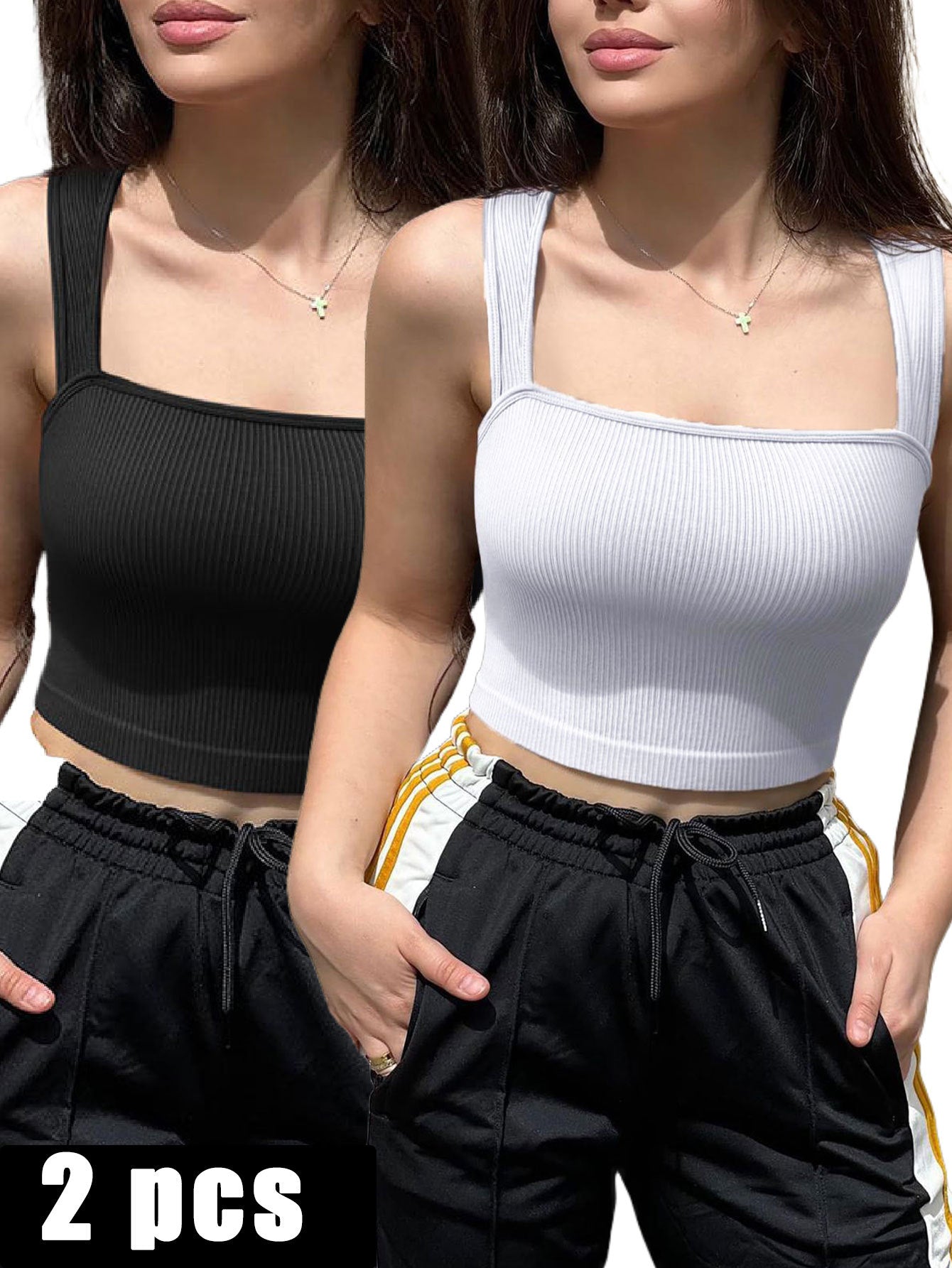 BreviBra 2-Piece Sports Bra Set – Athletic Running, Workout, and Yoga Bra (High Support, Seamless Pullover Style)