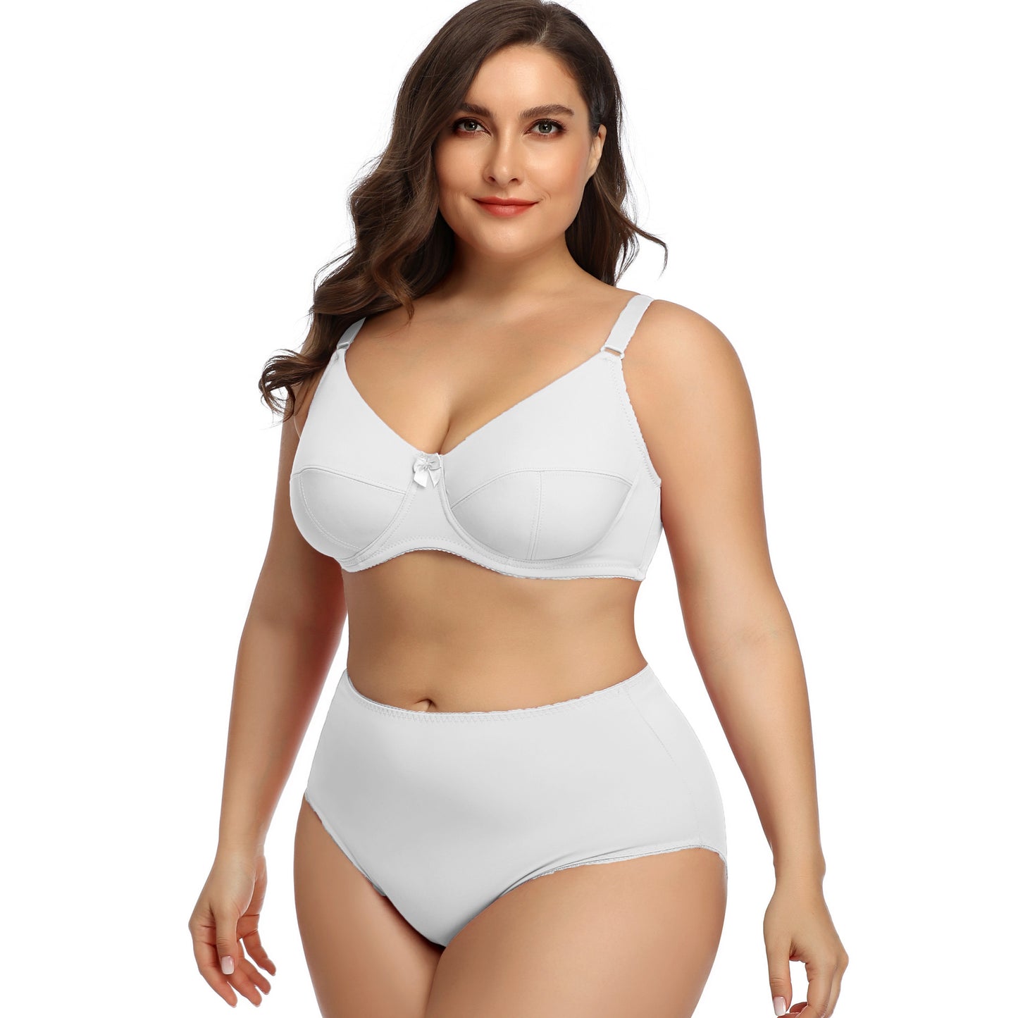 BreviBra Comfortable Breathable Large Cup Glossy O Cup Bra Set – Full Cup Ultra-Thin Mold, Plus-Size Underwear with Matching Panties (S–5XL)