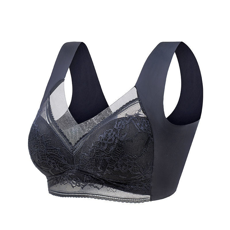 BreviBra Lace Wireless Fixed Cup Push Up O Cup Bra – 3/4 Cup Seamless Plus Size (L–6L)