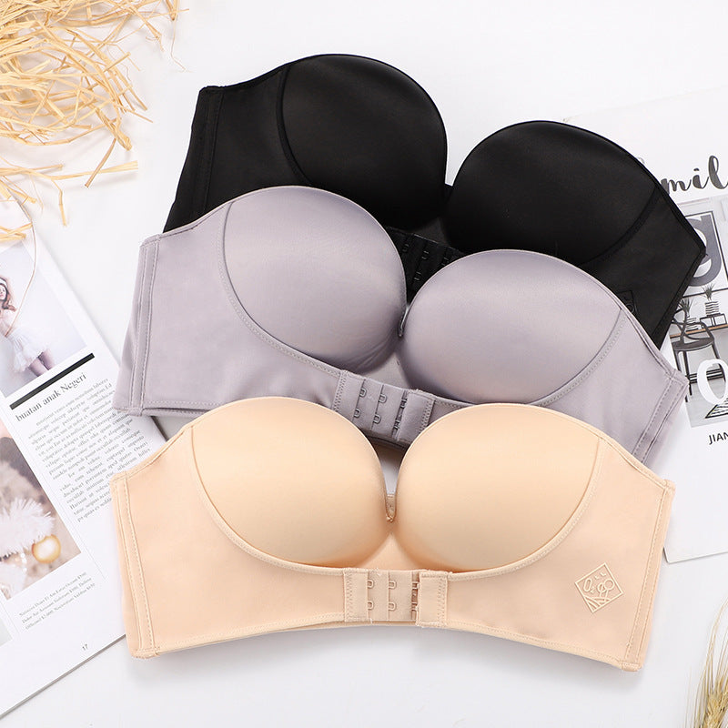 BreviBra Anti-Glare One-Piece Strapless Bra – Seamless Look, Push-Up Support, Rear Closure