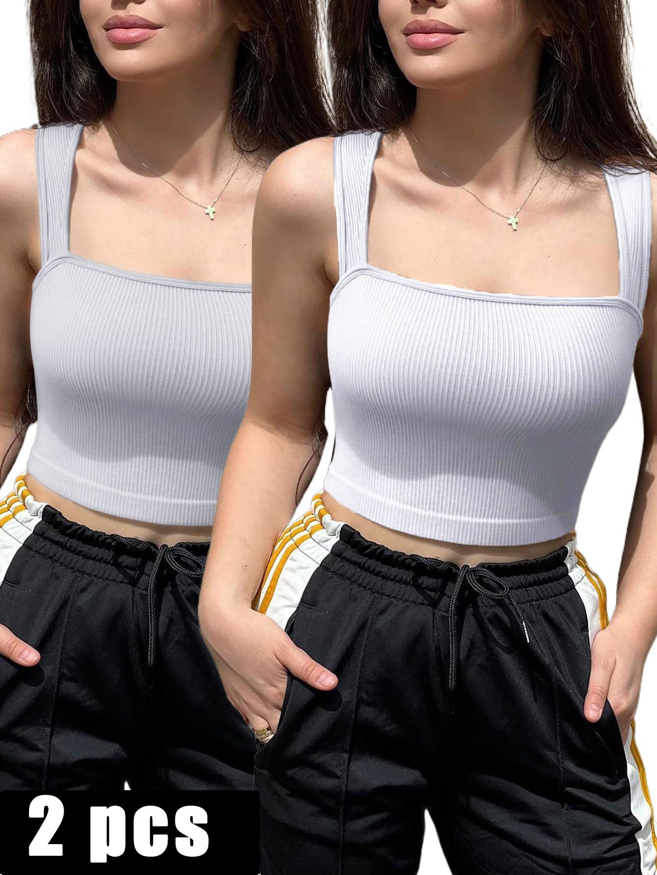 BreviBra 2-Piece Sports Bra Set – Athletic Running, Workout, and Yoga Bra (High Support, Seamless Pullover Style)