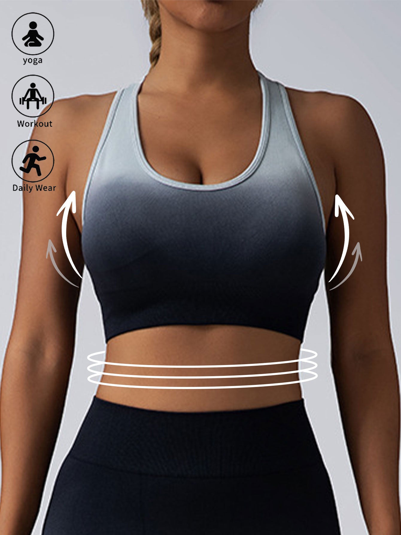 BreviBra High Impact Sports Bra for Women – Racerback Running Bra, Workout Crop Tank Top, Longline Push-Up Support