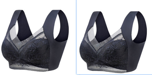 BreviBra Lace Wireless Fixed Cup Push Up O Cup Bra – 3/4 Cup Seamless Plus Size (L–6L)