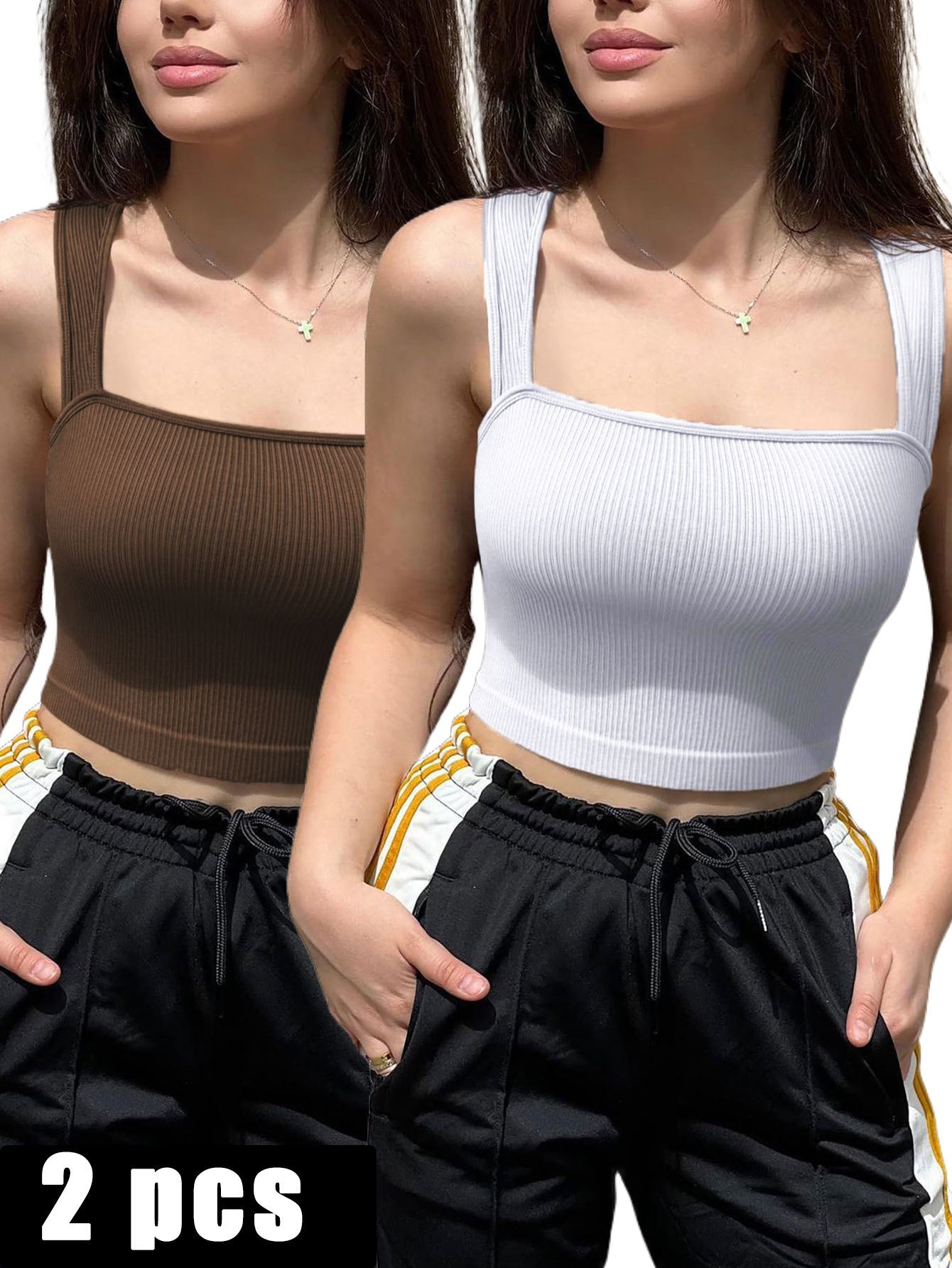 BreviBra 2-Piece Sports Bra Set – Athletic Running, Workout, and Yoga Bra (High Support, Seamless Pullover Style)