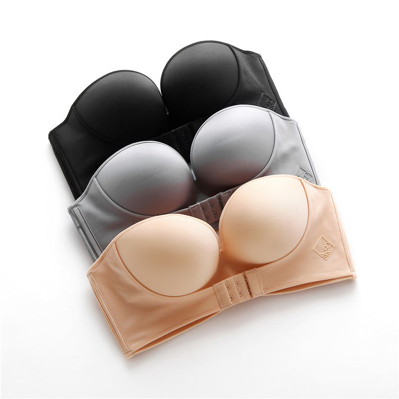 BreviBra Anti-Glare One-Piece Strapless Bra – Seamless Look, Push-Up Support, Rear Closure