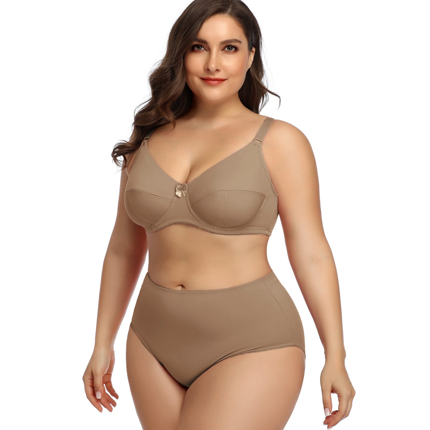 BreviBra Comfortable Breathable Large Cup Glossy O Cup Bra Set – Full Cup Ultra-Thin Mold, Plus-Size Underwear with Matching Panties (S–5XL)