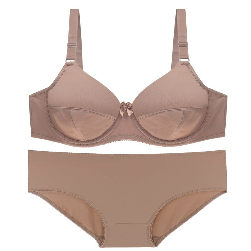 BreviBra Comfortable Breathable Large Cup Glossy O Cup Bra Set – Full Cup Ultra-Thin Mold, Plus-Size Underwear with Matching Panties (S–5XL)