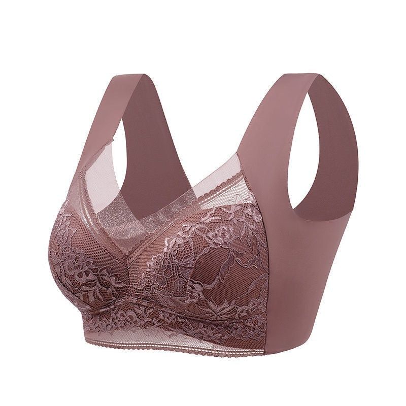 BreviBra Lace Wireless Fixed Cup Push Up O Cup Bra – 3/4 Cup Seamless Plus Size (L–6L)