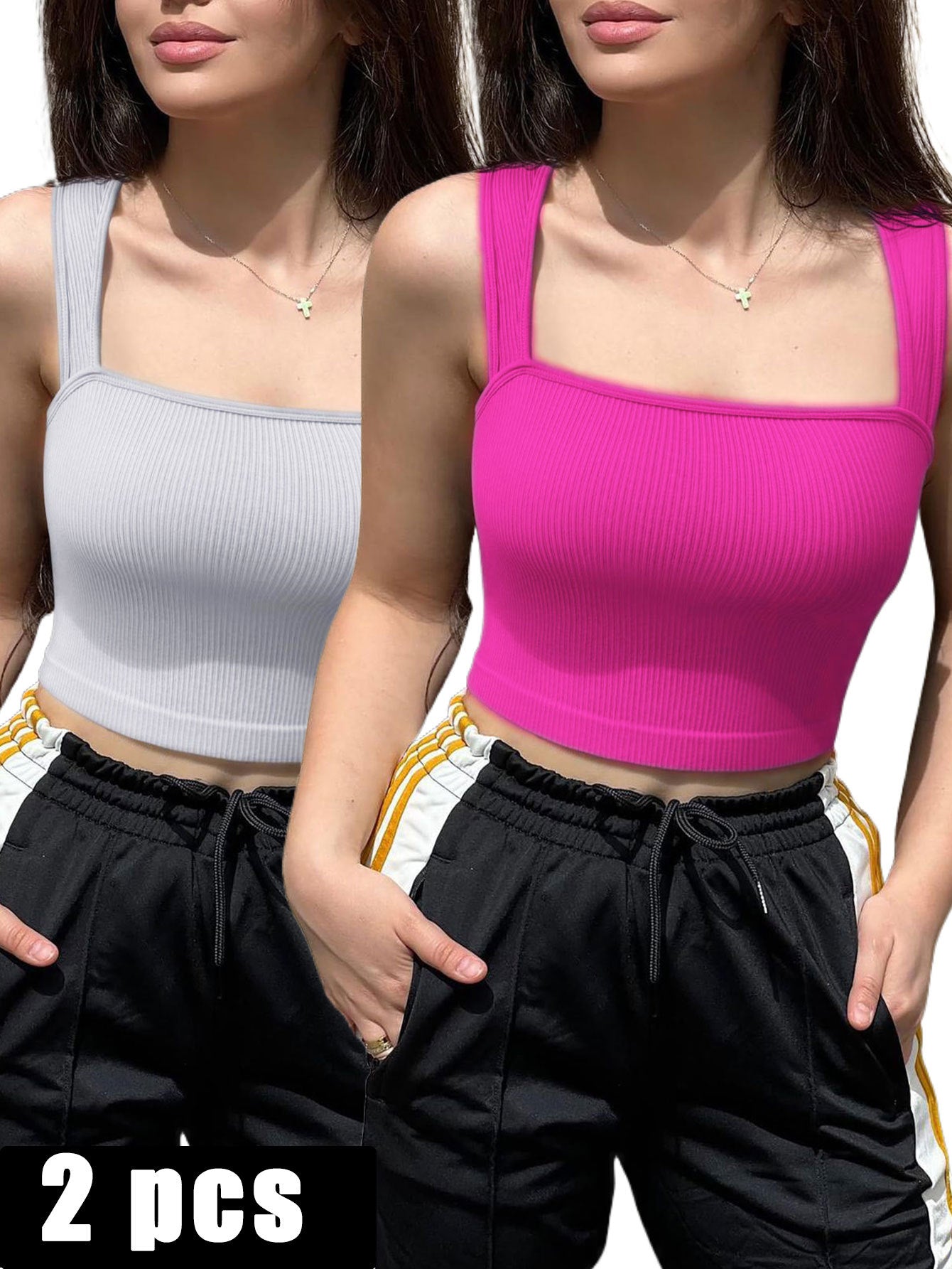 BreviBra 2-Piece Sports Bra Set – Athletic Running, Workout, and Yoga Bra (High Support, Seamless Pullover Style)