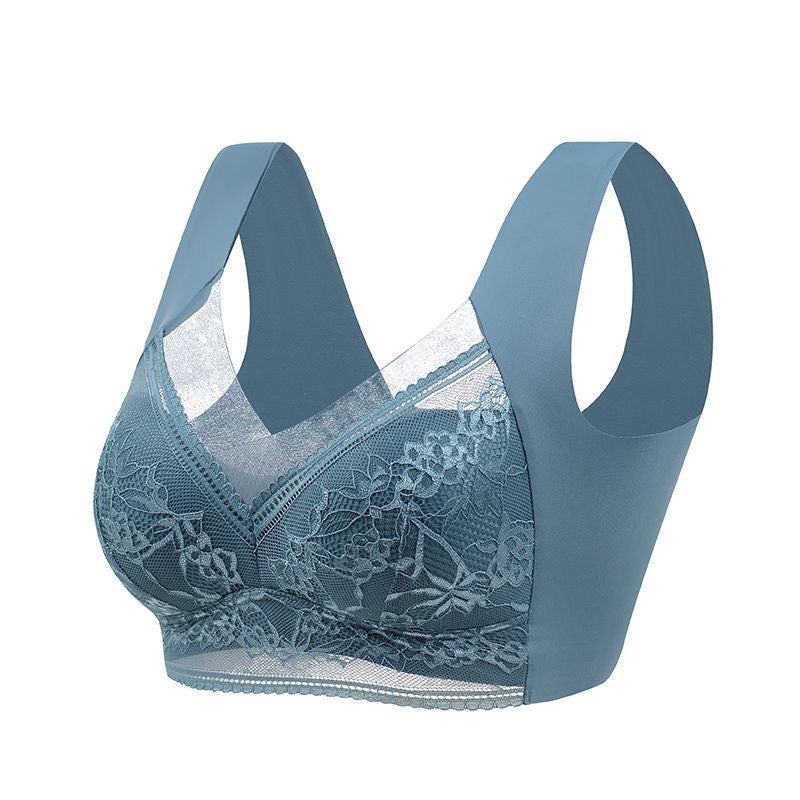 BreviBra Lace Wireless Fixed Cup Push Up O Cup Bra – 3/4 Cup Seamless Plus Size (L–6L)